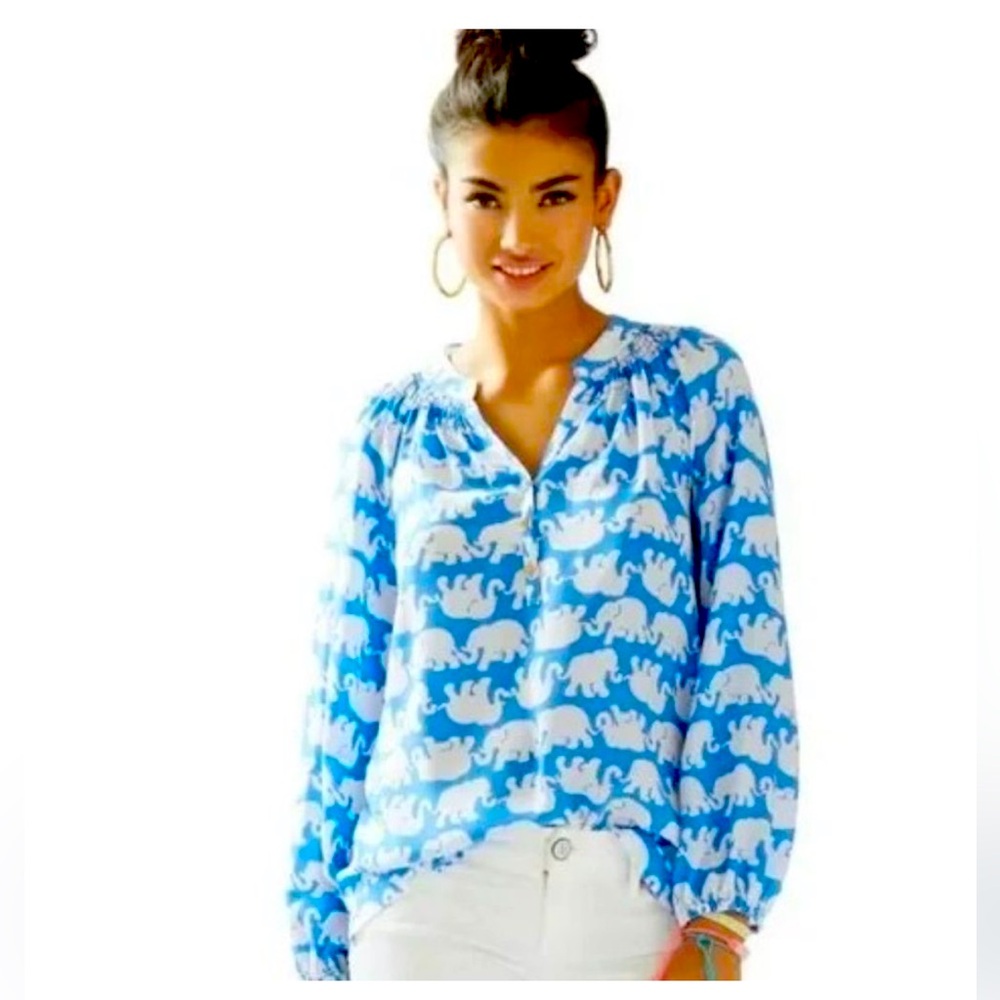LILLY PULITZER ELSA TOP ‘TUSK IN SUN’ Size XS‎ Elephant print